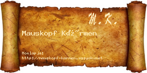 Mauskopf Kármen névjegykártya